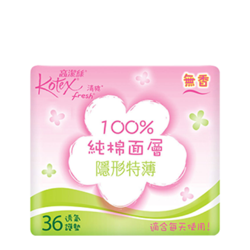 圖片 Kotex 高潔絲 100% 有機純棉 隱形特薄無香護墊 15 cm 36 片