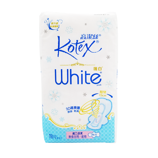 圖片 Kotex 高潔絲 唯白 White 纖巧護翼特長日用 / 夜用 28 cm 18 片